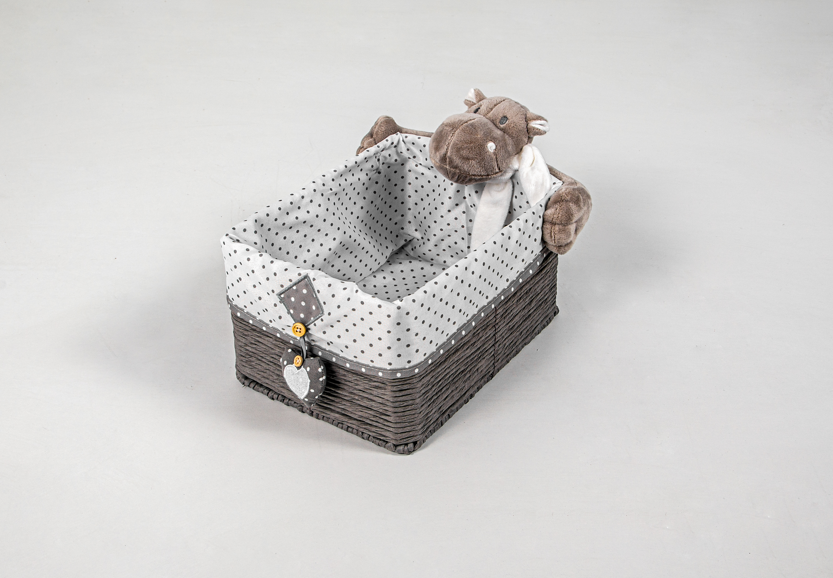 CAJA ORGANIZADORA PARA NINOS DISENO HIPPO GRIS OSCURO MEDIANO XTF20-5TK03 (30 x 22 x 16cm)