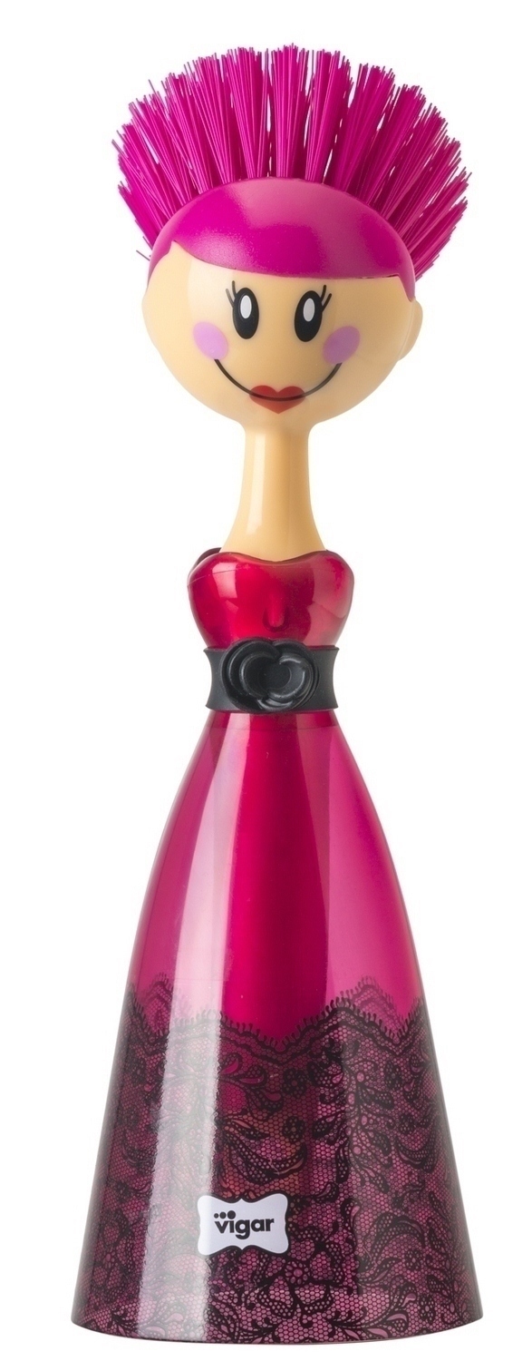 CEPILLO LAVAPLATOS FLOWER POWER ROJO  CV8029