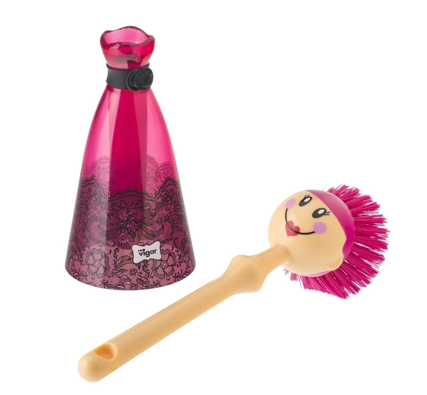 CEPILLO LAVAPLATOS FLOWER POWER ROJO  CV8029