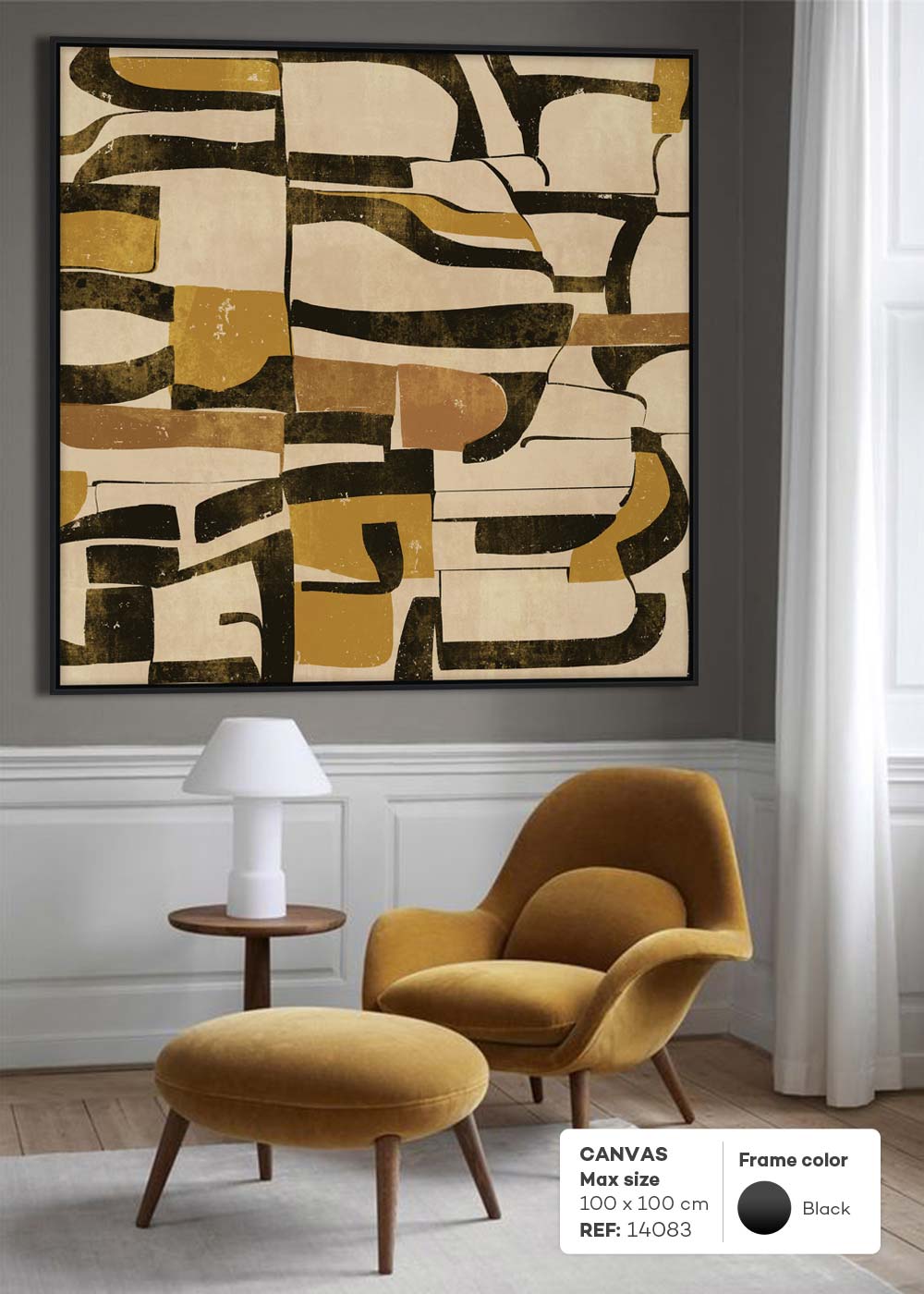 CUADRO ABSTRACTO COLLAGE CAFE Y NEGRO 14083 (100 x 100cm)