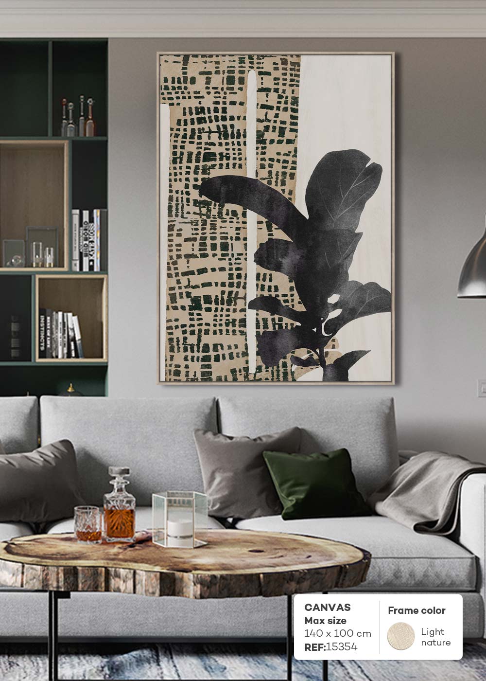 CUADRO HOJAS DE PLATANO NEGRA 15354 (140 x 100cm)