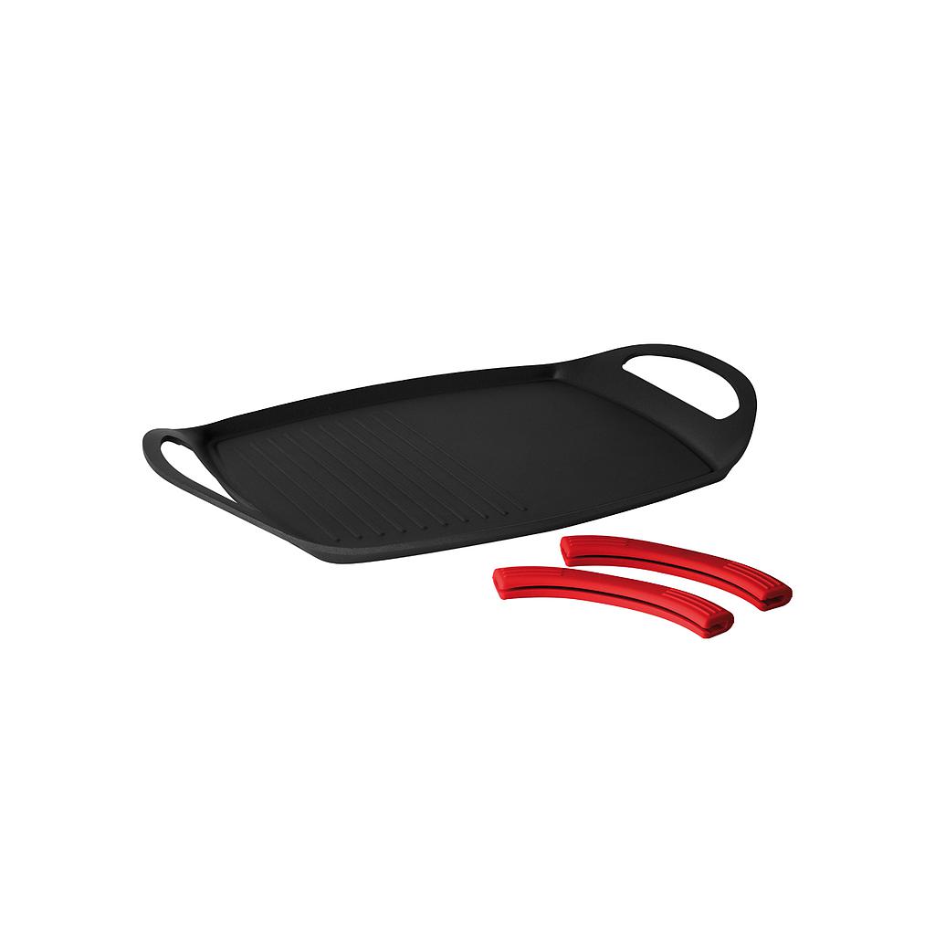 PLANCHA ASADORA CARBONO 90083 MANIJAS ROJAS M29058 (47cm)