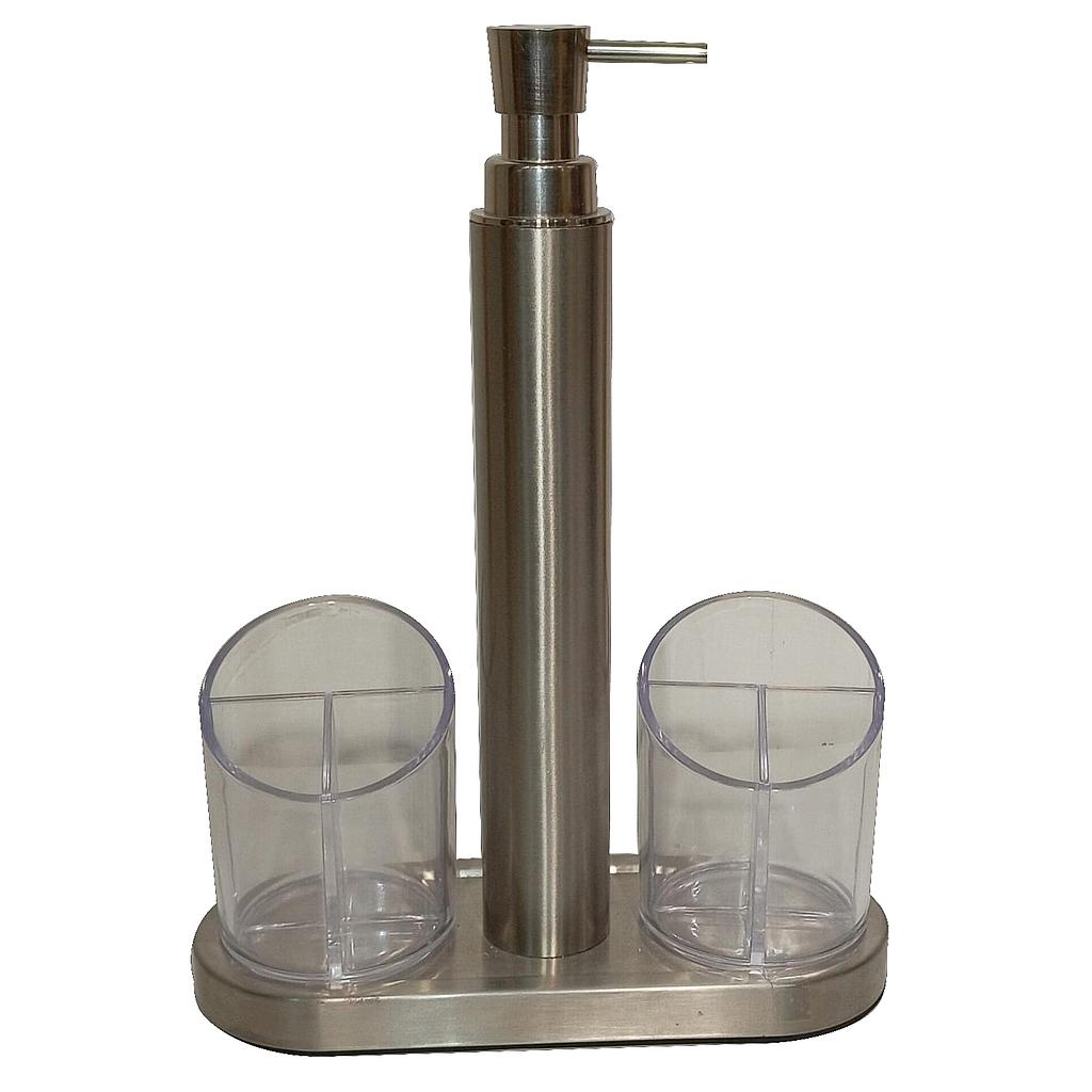 DISPENSADOR JABON CON PORTA CEPILLOS CROMO BETT 70999