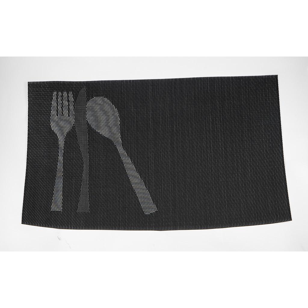 INDIVIDUAL RECTANGULAR DISENO CUBIERTOS NEGRO 2HM42-14NE (30 x 45cm)