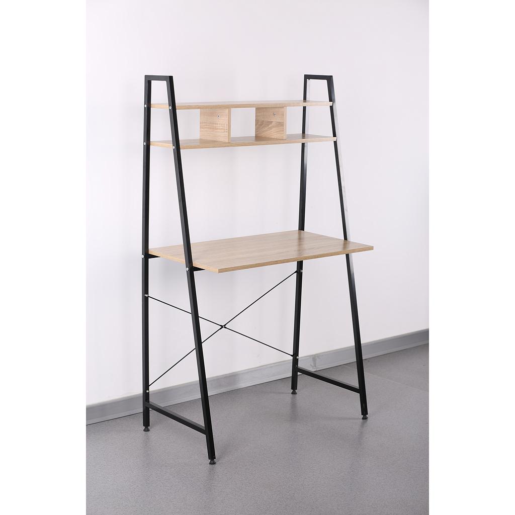 MESA CON ESTANTE INDUSTRIAL COLOR NEGRO XXZ8444A (142 x 84 x 46cm)