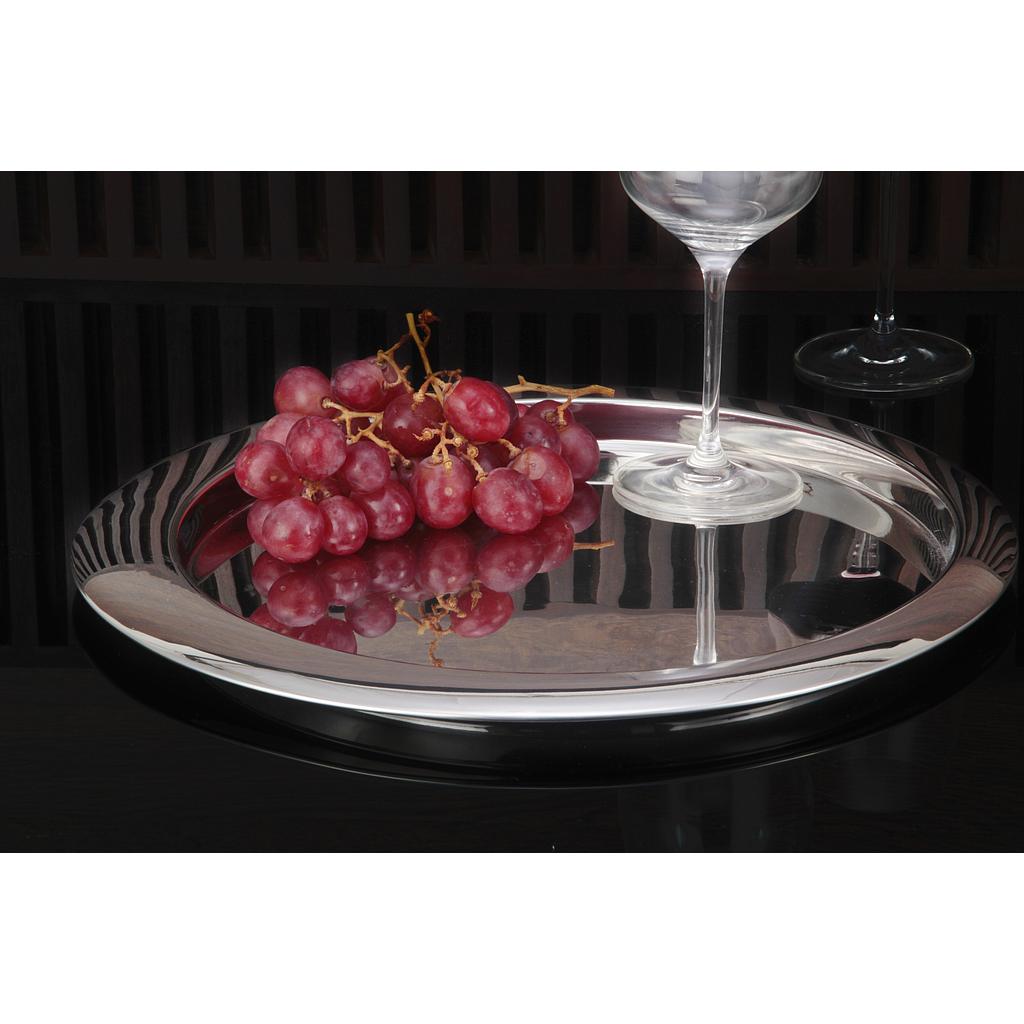 BANDEJA REDONDA ACERO INOXIDABLE ACABADO BRILLANTE ALM-514D (38.5cm)