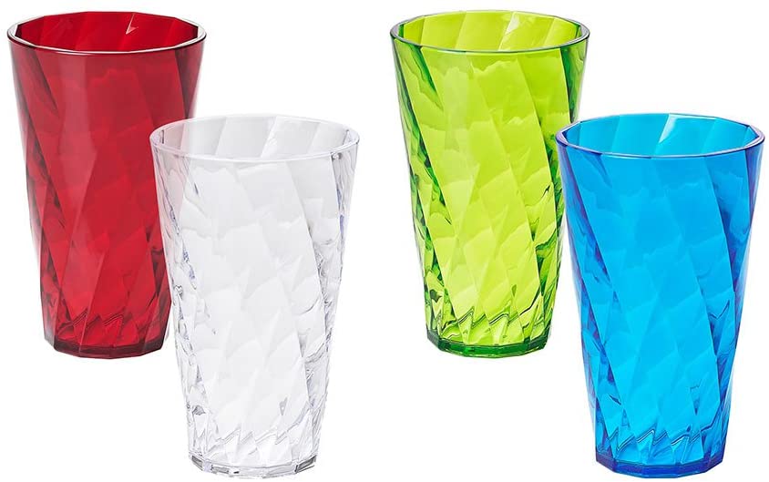VASOS DIAMOND COLORES SURTIDOS 4PZS M5364CA (9 x 9 x 15cm)