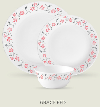 JUEGO VAJILLA OPAL IVORY GRACE RED 20PZS S03877GR