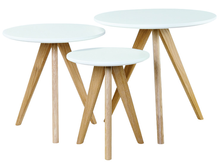 SET MESAS ESCANDINAVA BLANCO 3PZS 9655 (48 x 45 / 40 x 40 / 30 x 35cm)