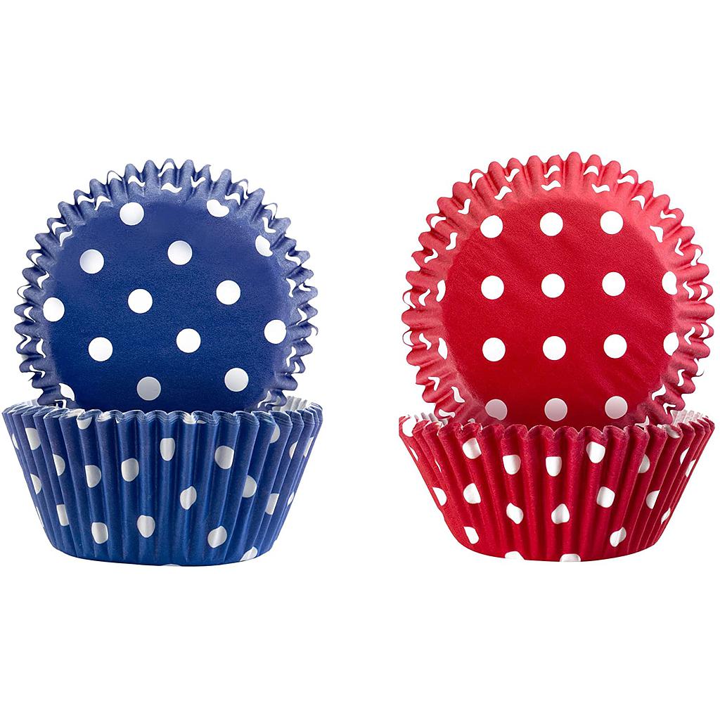 CAPSULAS PARA CUPCAKE  LUNARES ROJA&amp;MORADO IB 735903   