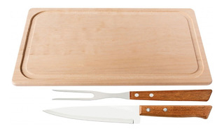 SET PARRILLERO  TABLA CUCHILLO TENEDOR  INOX 22468798