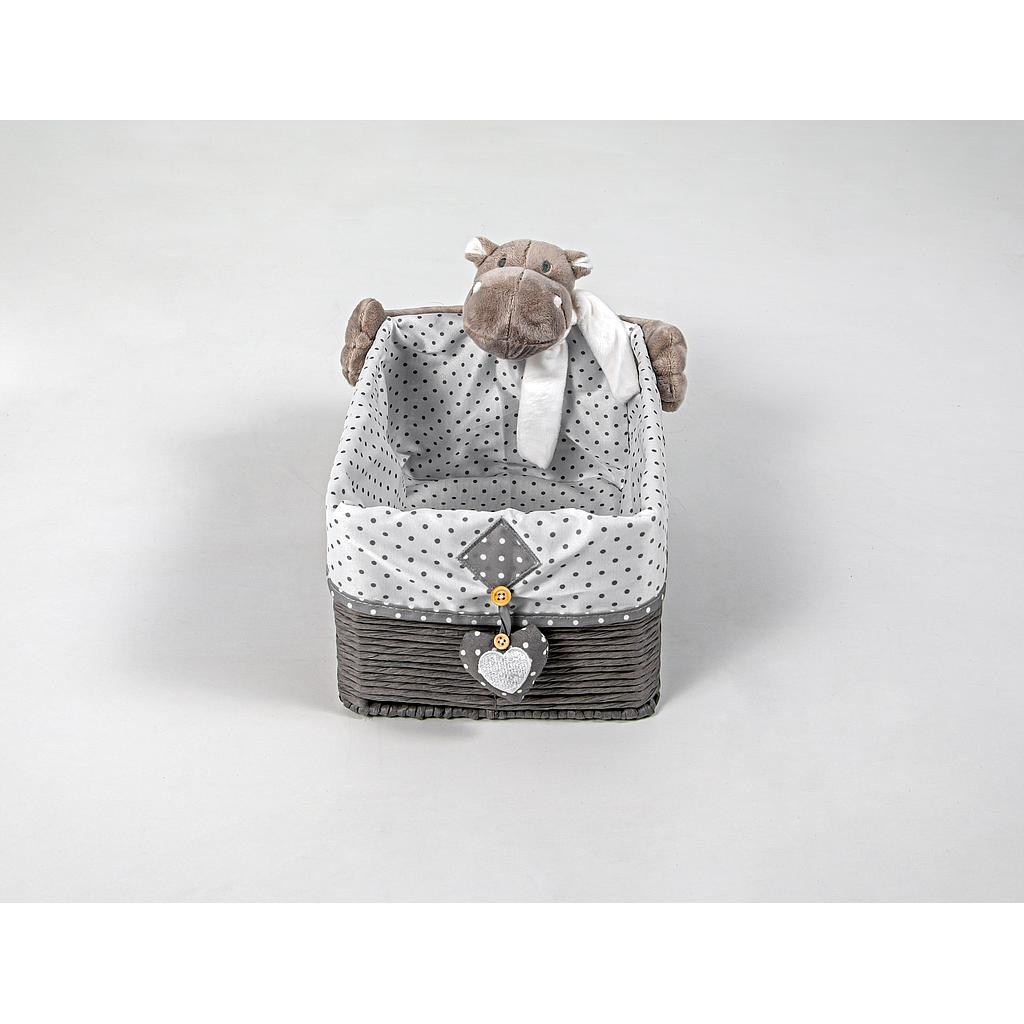 CAJA ORGANIZADORA PARA NINOS DISENO HIPPO GRIS OSCURO MEDIANO XTF20-5TK03 (30 x 22 x 16cm)