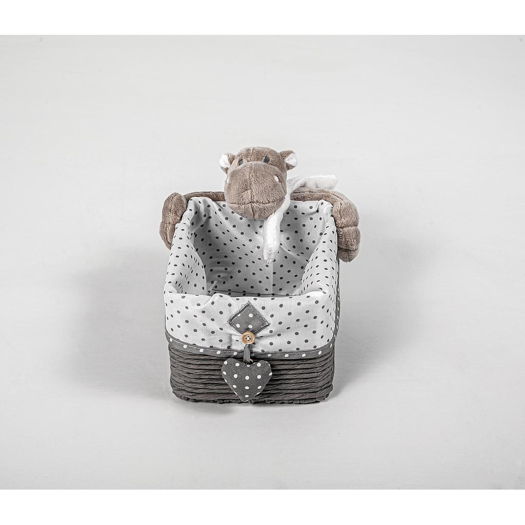 CAJA ORGANIZADORA PARA NINOS DISENO HIPPO GRIS OSCURO PEQUENO XTF20-5TK04 (20 x 16 x 12cm)