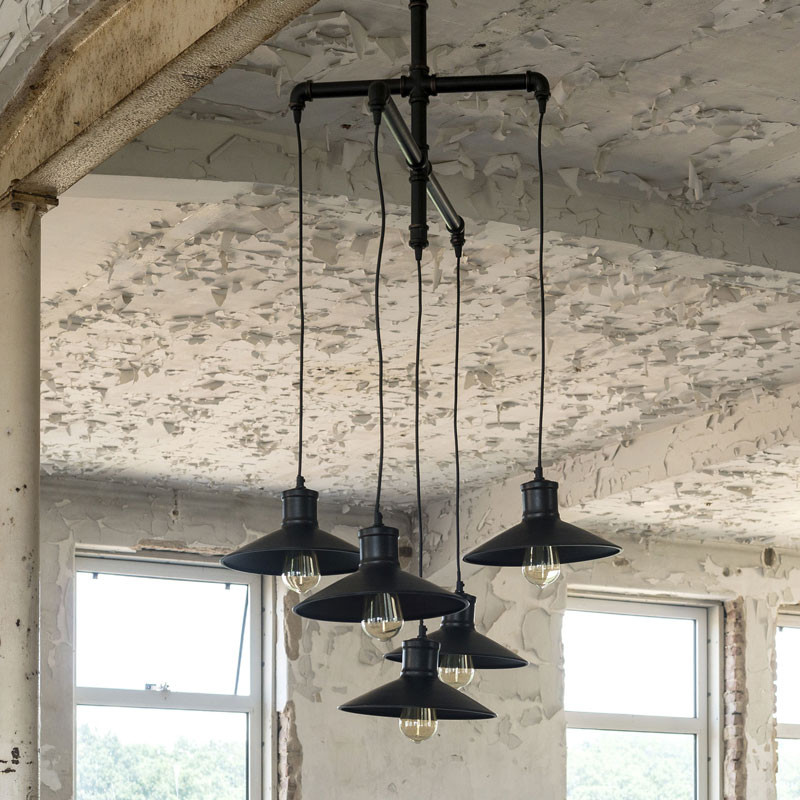 LAMPARA  COLGANTE  TIPO INDUSTRIAL NEGRO 5L 7198/44