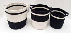 CESTA DE CUERDA DE ALGODÓN BICOLOR CON MANGOS MEDIANA GHNB191MD (30 x 26cm)