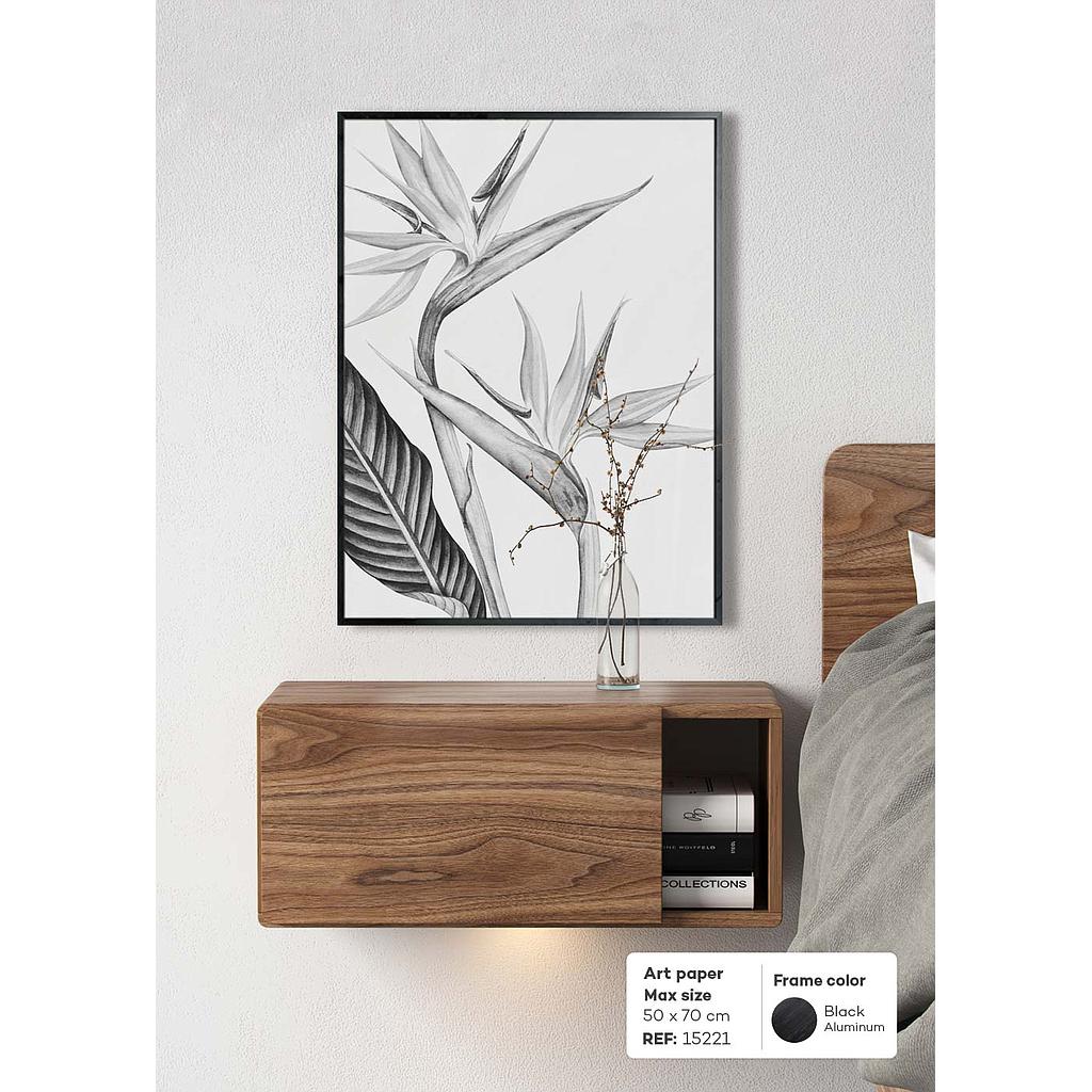 CUADRO FLORES TROPICALES BLANCO Y NEGRO 15221 (50 x 70cm)