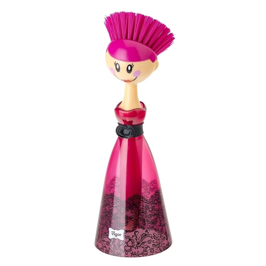 CEPILLO LAVAPLATOS FLOWER POWER ROJO CV8029