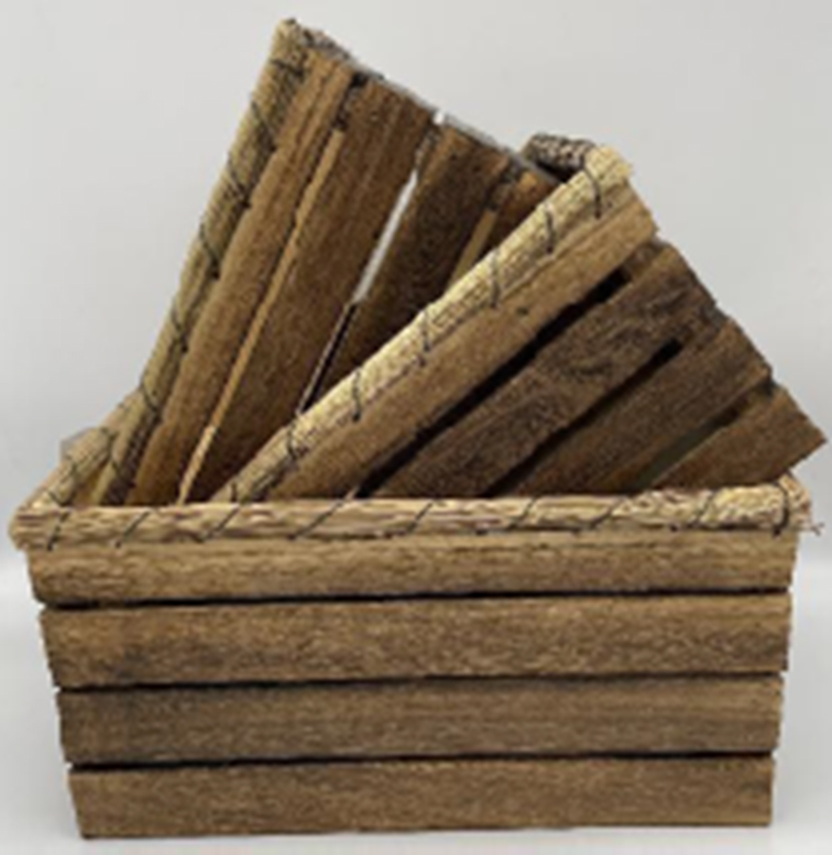 CESTA DE MADERA DE PAULOWNIA MEDIANA GHFB0610M (35 x 25 x 16cm)