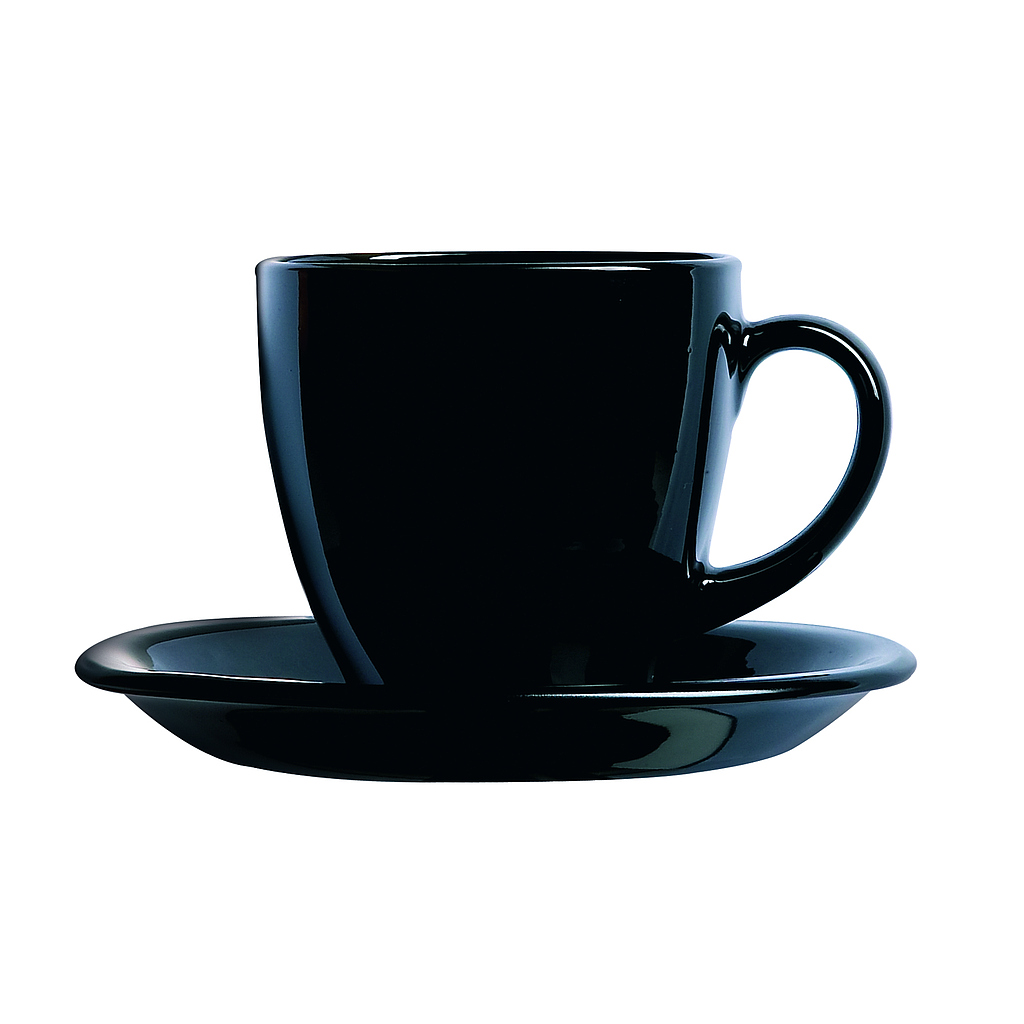 SET TAZAS C/PLATO CARINE NEGRO 6PZS P4672