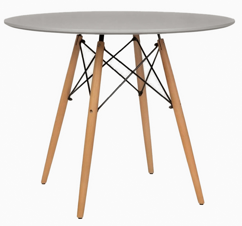 MESA ORLANDO AMES GRIS OSCURO PATAS MADERA NATURAL CS-T002 (90cm)