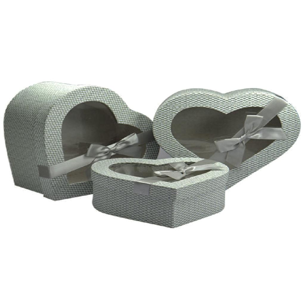 CAJA DE REGALO CORAZON LAZO GRIS MEDIANA IM21-671M
