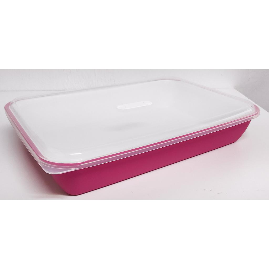 BANDEJAS DE SERVICIO CON TAPA FUCSIA S2091FX ( 21 x 25,5 x 5,5cm) - 1,5 L