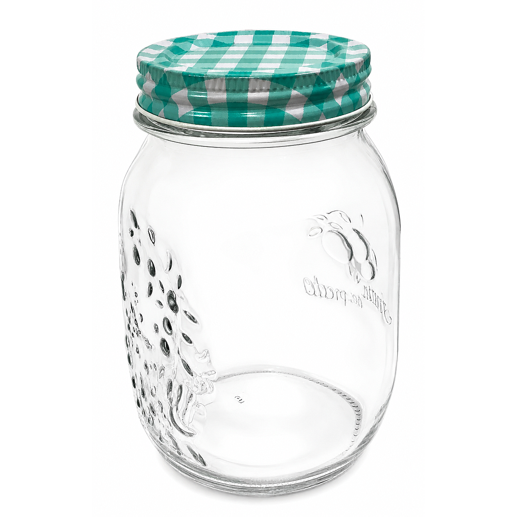 FRASCO VIDRIO TAPA METALICA TURQUESA/BLANCO WHM1321 (0.5lt)