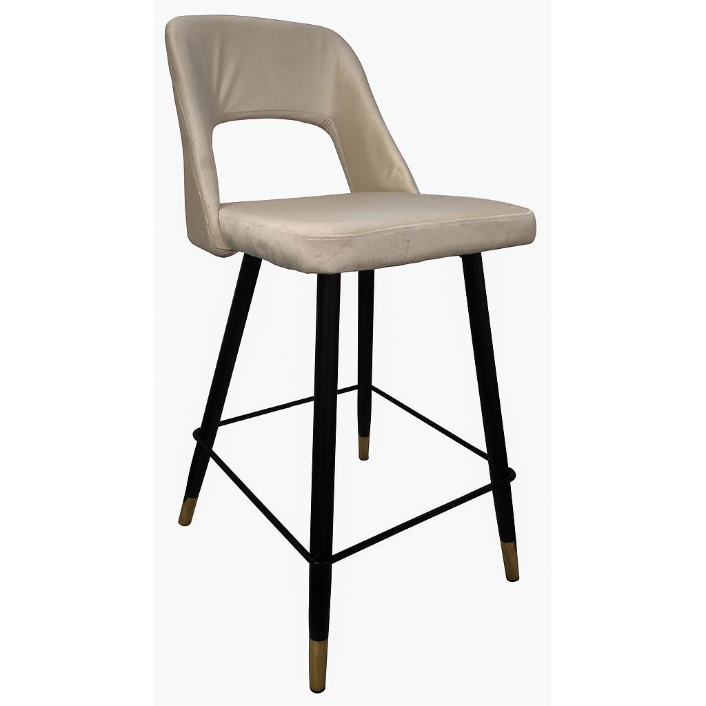 TABURETE ARICA TERCIOPELO CREMA PATAS NEGRAS E4314-1 (66 x 43 x 94cm)