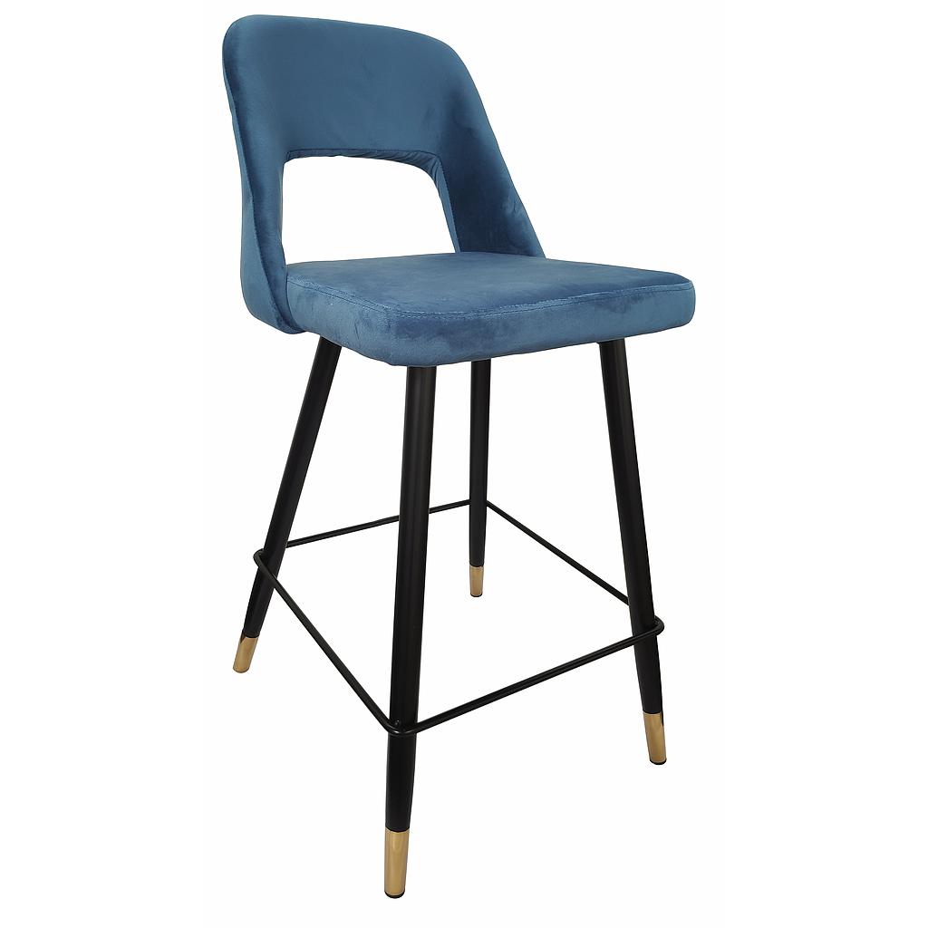TABURETE ARICA TERCIOPELO AZUL  PATAS NEGRAS E4314-62 (66 x 43 x 94cm)