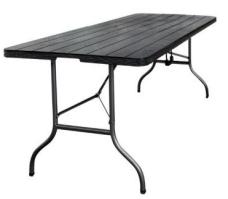 MESA RECTANGULAR SOSUA PLEGABLE DISEÑO TABLON NEGRO LF61299 (181 x 75.5 x 73cm / 92 x 75.5 x 8.3cm)