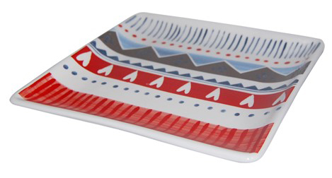 PLATO NAVIDENO CUADRADO CORAZONES 493842 (20 x 20cm)