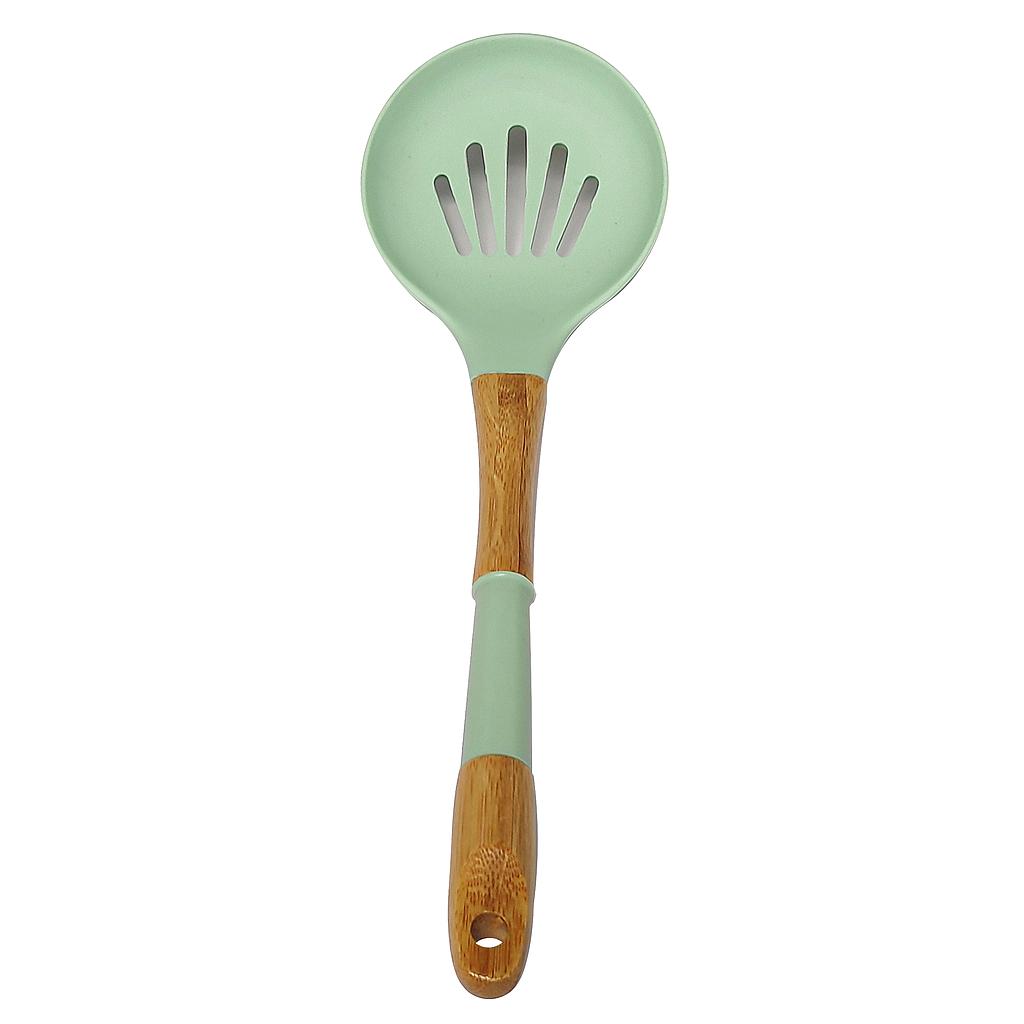 CUCHARETA ESCURRIDOR BAMBOO SILICONA VERDE 1HM5-6V