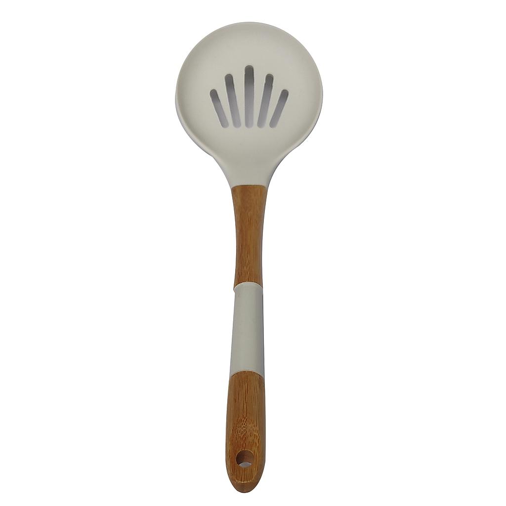 CUCHARETA ESCURRIDOR BAMBOO SILICONA BLANCO 1HM5-6B