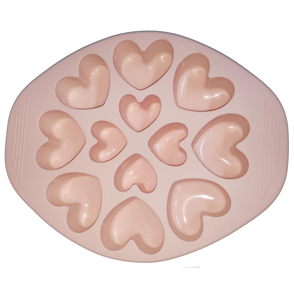 MOLDE REPOSTERO CORAZON SILICON ROSADO 1HM5-24R