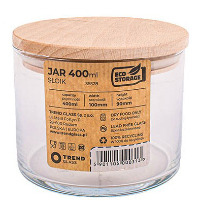 CONTENEDOR CILINDRO VIDRIO 248259 (9 x 10cm - 400ml)