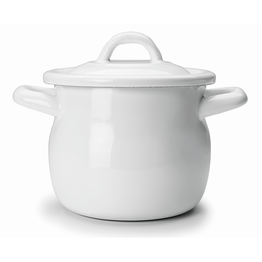 OLLA BOMBADA CON TAPA BLANCA IB 902812 (12cm)