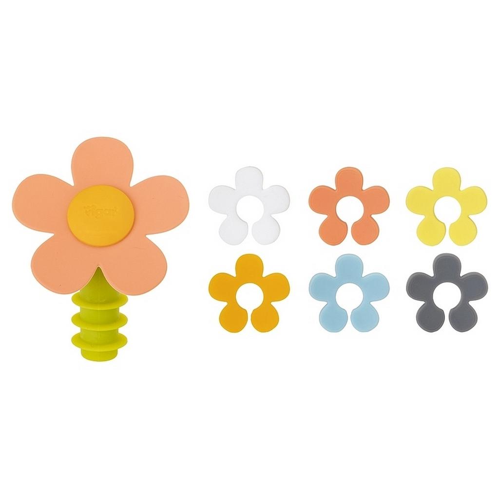 SET IDENTIFICADOR DE COPAS CON TAPON FLOWER 7PZS CV11218