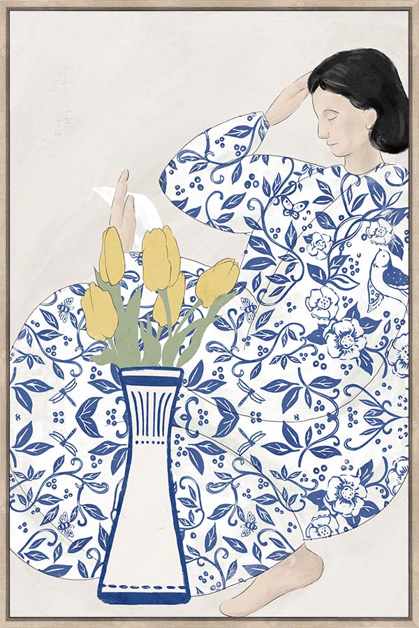 CUADRO MUJER Y FLORES AMARILLAS 18132 (60 x 80cm)