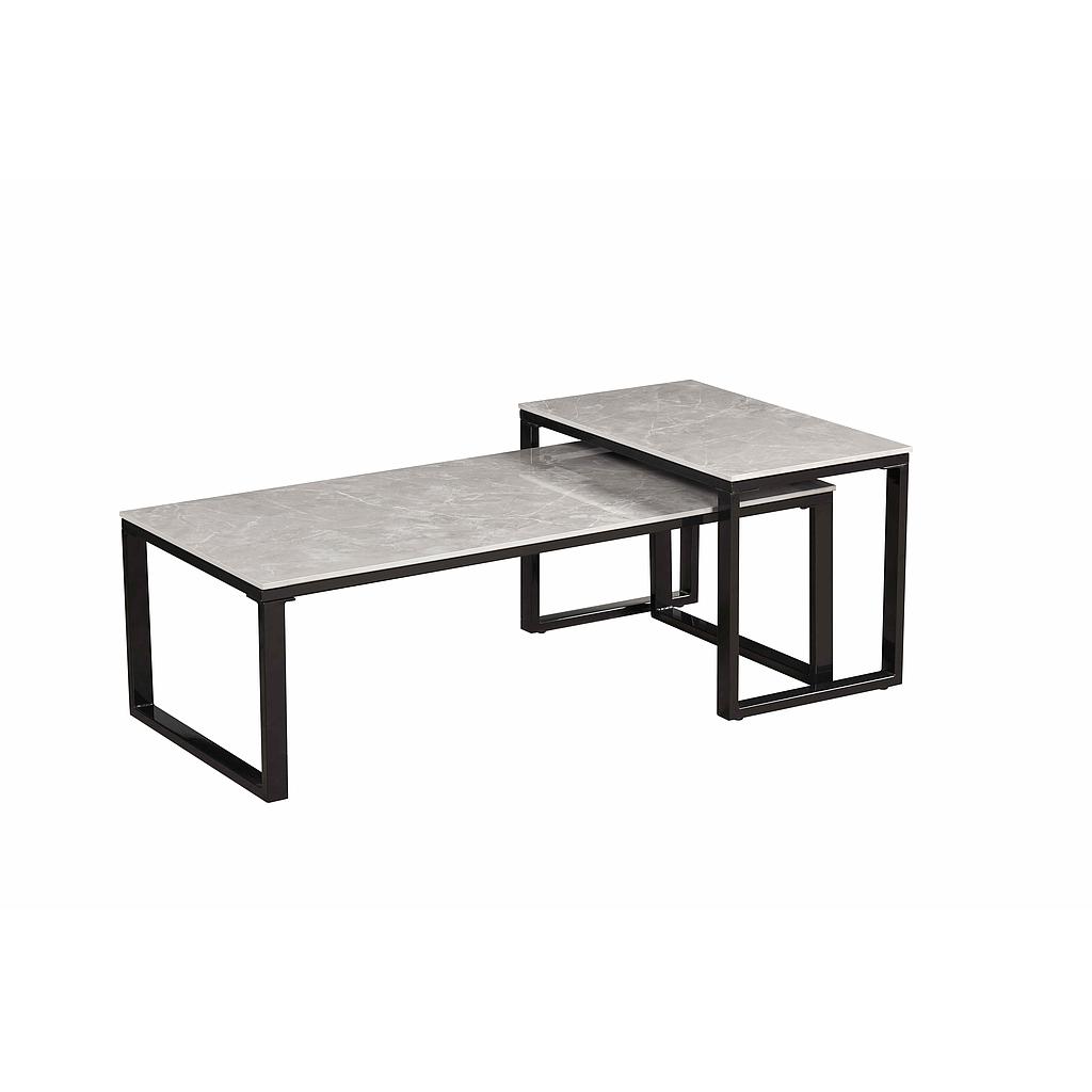 SET MESAS LINARES AUXILIARES CERAMICA PATAS NEGRAS E5030 (115 x 55 x 38 / 69 x 40 x 45cm)