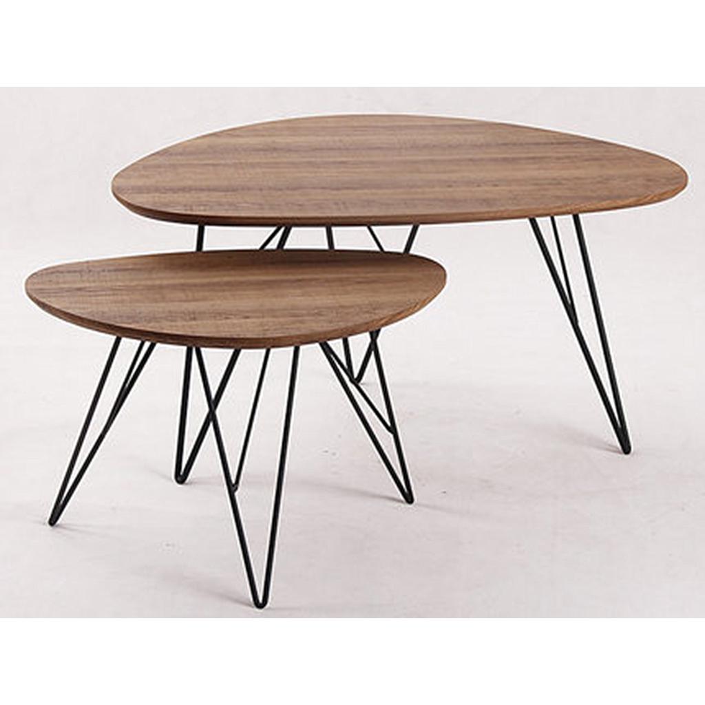 SET MESA AUXILIAR MADERA REDONDO E5012 (90 x 60 x 45 / 60 x 40 x 38cm)