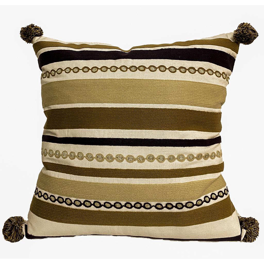 COJIN ALGODÓN BORDADO LINEAS PDD-CC-1120-04 (46 x 46cm)