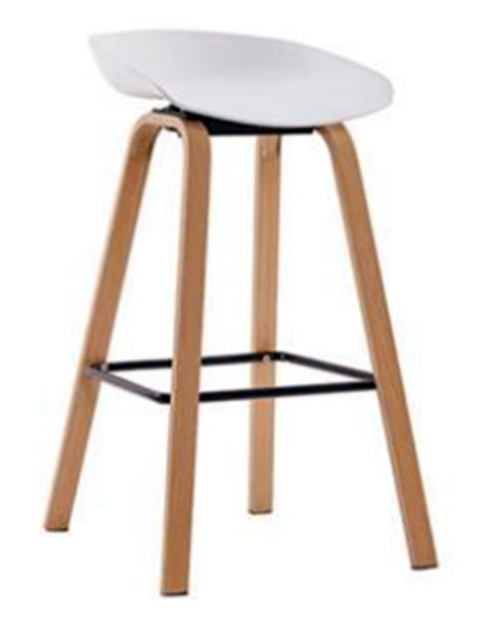 TABURETE NEWARK ALTO BLANCO PATAS NATURAL A-88-BL (71cm)