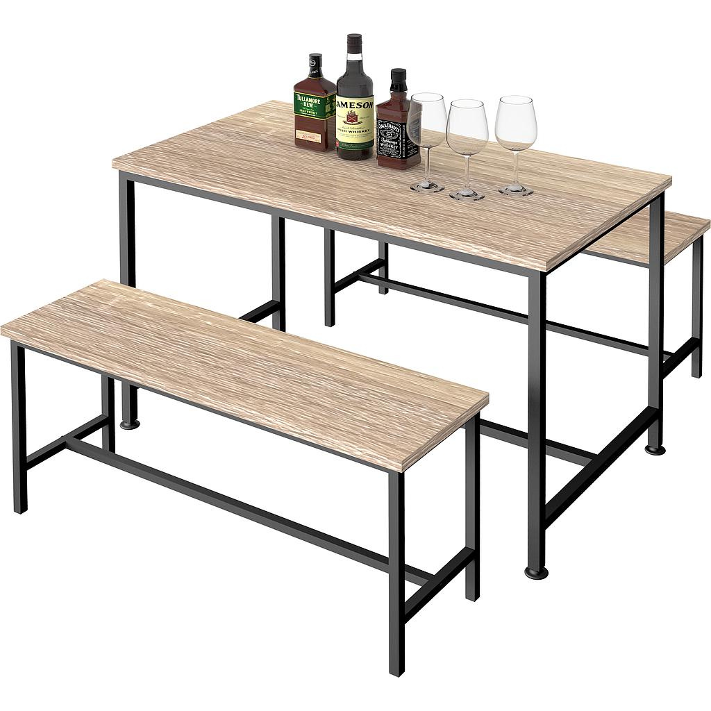 SET MESA Y BANCA INDUSTRIAL NEGRO CZCY1106075T (100 x 60 x 75cm / 98 x 30 x 45cm)