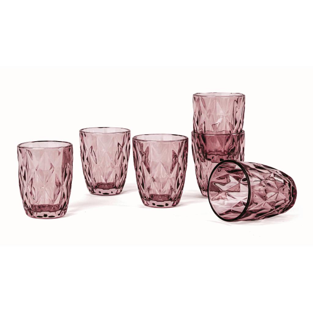 SET VASOS DE VIDRIO CORAL COQUEADO 6PZS 22475303 (240ml / 10 x 8cm)