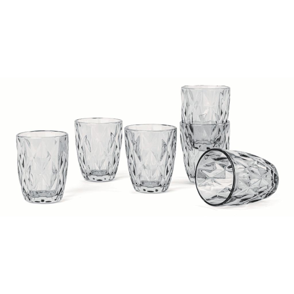 SET VASOS DE VIDRIO TRANSPARENTE COQUEADO 6PZS 22475301 (240ml / 10 x 8cm)