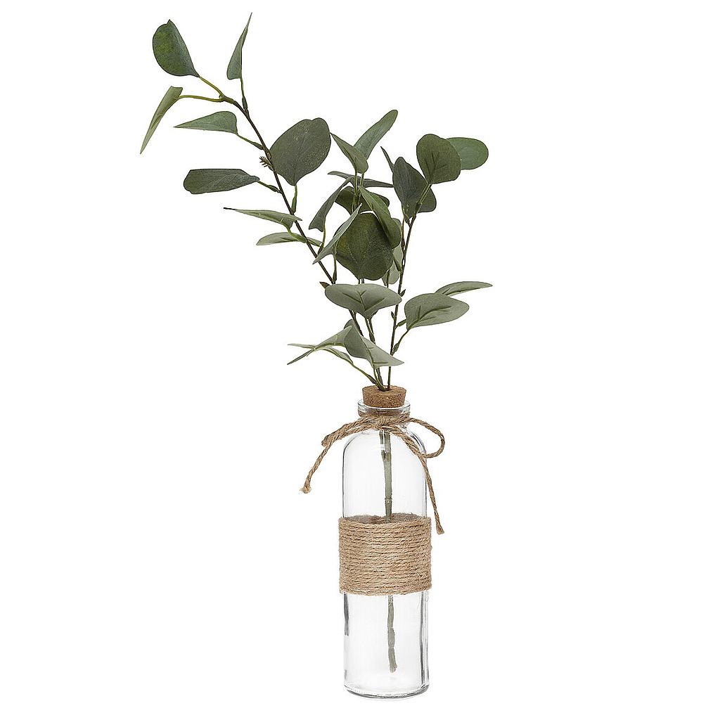 FLORERO CON PLANTA ARTIFICIAL EUCALIPTO 168579 (21 x 21 x 48cm)