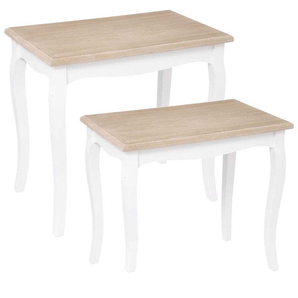 SET MESAS AUXILIARES CHRYSA BLANCO 2PZS 185723A (48 x 34 x 46.3cm / 60 x 38 x 56.3cm)