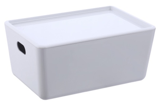 ORGANIZADOR MULTIUSO BLANCO CON TAPA DE MADERA 33635 (25.8 x 17.3 x 11.6cm)