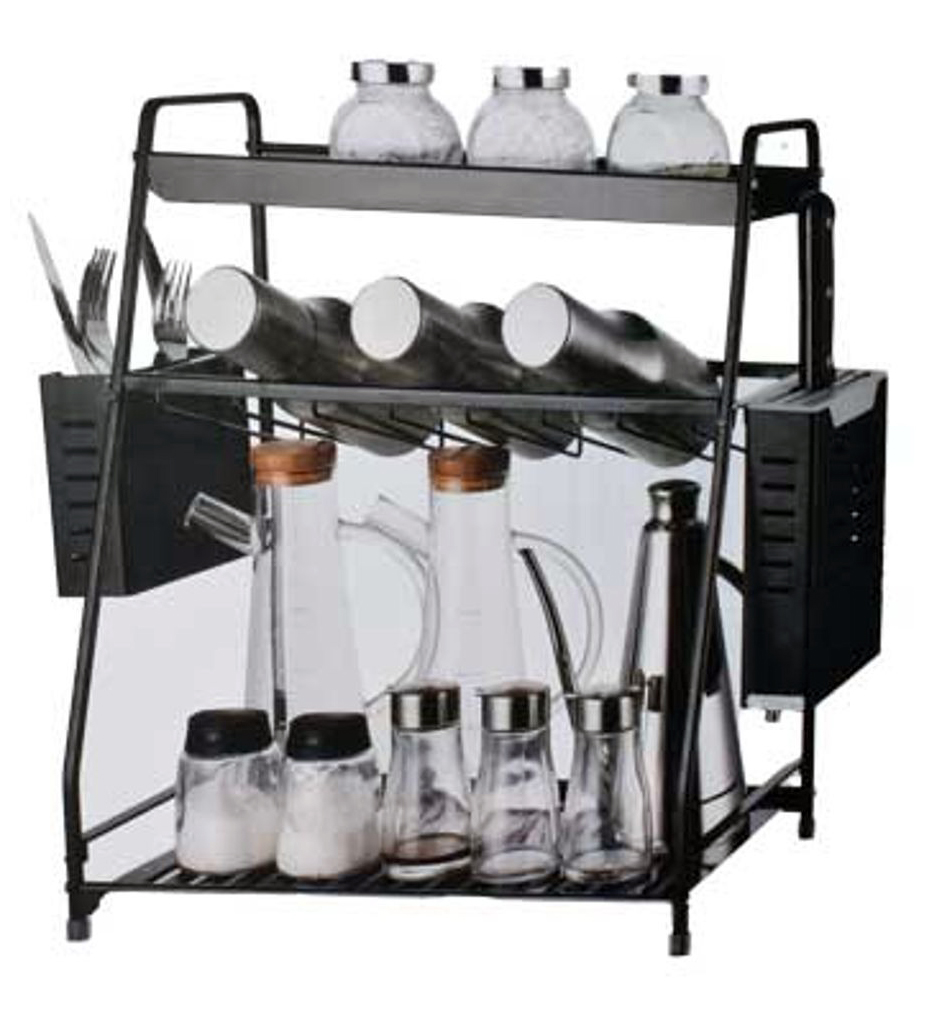CONDIMENTERO METALICO NEGRO 214945 / TA-1618A3 (46 x 40 x 24cm)