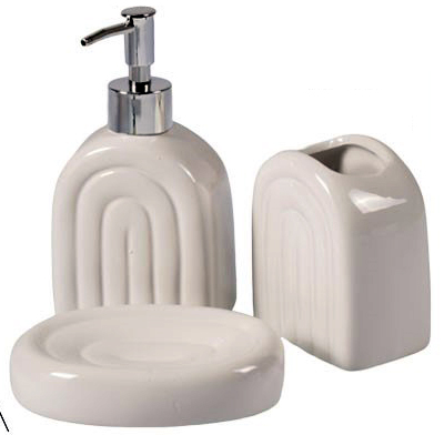 SET ACCESORIO BANO BLANCO 3PZS 360865 / GS23021 (17 x 9cm / 11 x 9cm / 10 x 13cm)
